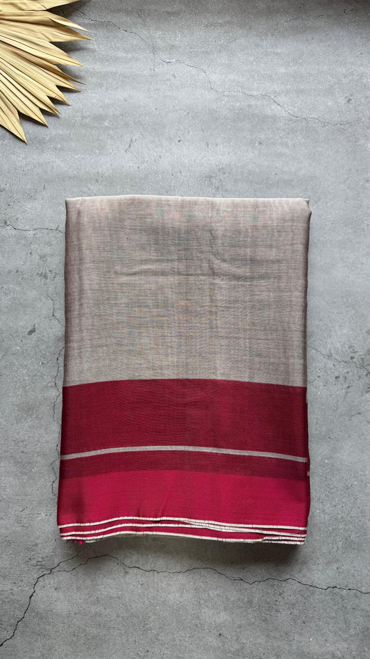 Premium Handwoven Soft Silk Cotton Saree (DOLPHIN GREY)