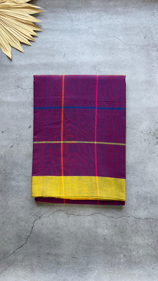 Premium Handwoven Soft Cotton Saree (EMINENCE PURPLE)