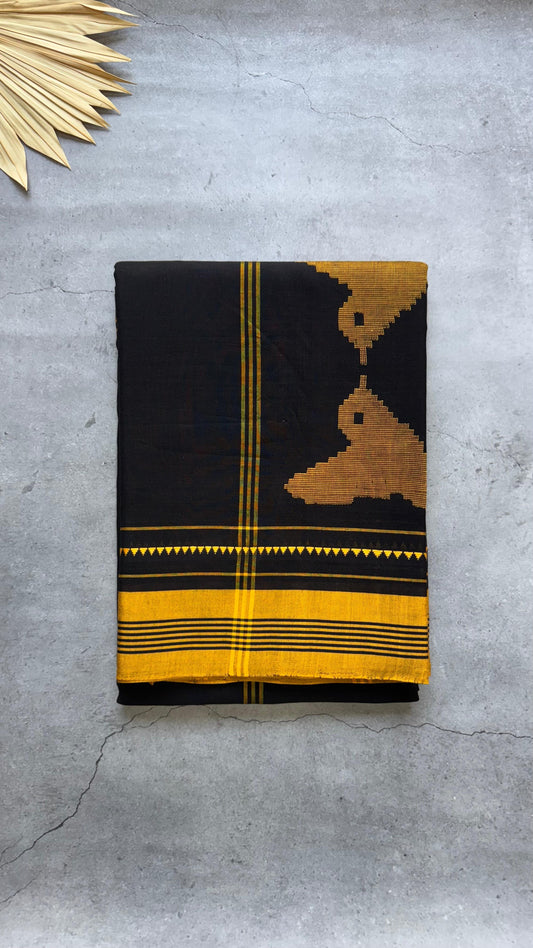 Premium Handwoven Soft Cotton Jamdani Saree (RICH BLACK)