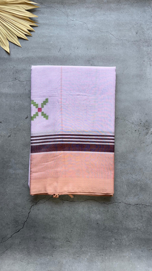 Premium Handwoven Soft Cotton Jamdani Saree (THISTLE PURPLE)