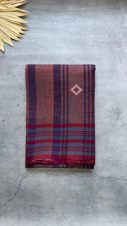 Premium Handwoven Soft Cotton Jamdani Saree (RUSTIC BROWN