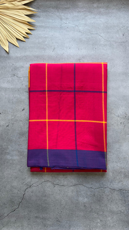 Premium Handwoven Soft Cotton Saree (HOT PINK)