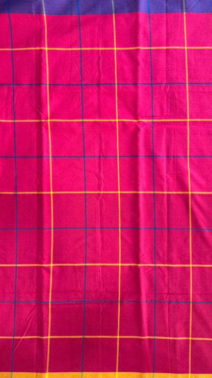 Premium Handwoven Soft Cotton Saree (HOT PINK)