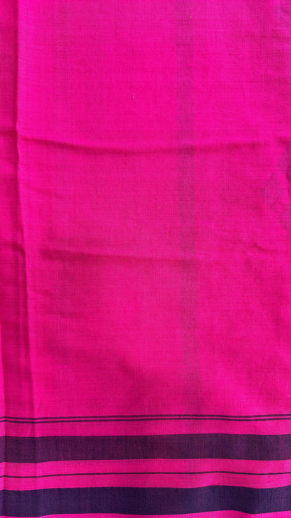 Premium Handwoven Soft Cotton Jamdani Saree (FUCHSIA PINK)