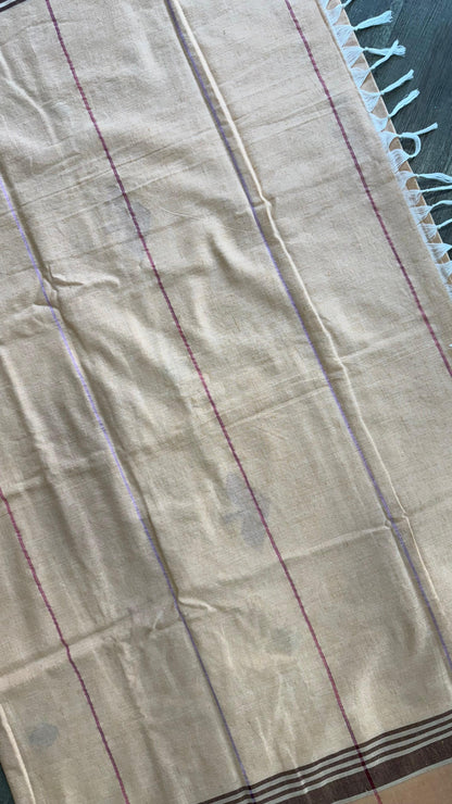 Premium Handwoven Soft Cotton Jamdani Saree (BEIGE)