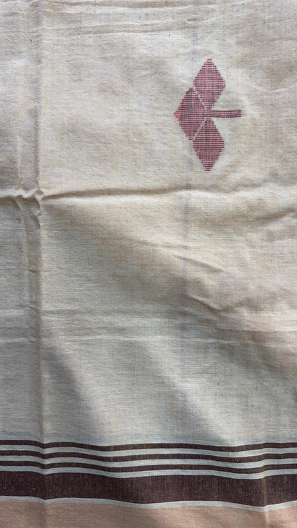 Premium Handwoven Soft Cotton Jamdani Saree (BEIGE)