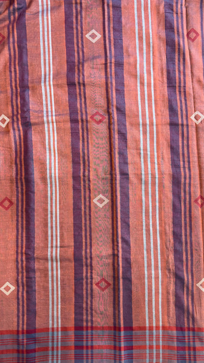 Premium Handwoven Soft Cotton Jamdani Saree (RUSTIC BROWN