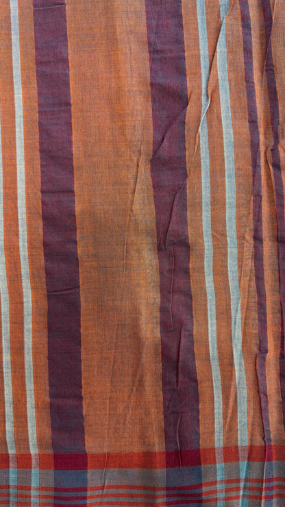 Premium Handwoven Soft Cotton Jamdani Saree (RUSTIC BROWN