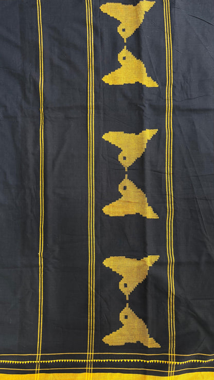 Premium Handwoven Soft Cotton Jamdani Saree (RICH BLACK)