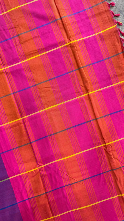 Premium Handwoven Soft Cotton Saree (EMINENCE PURPLE)