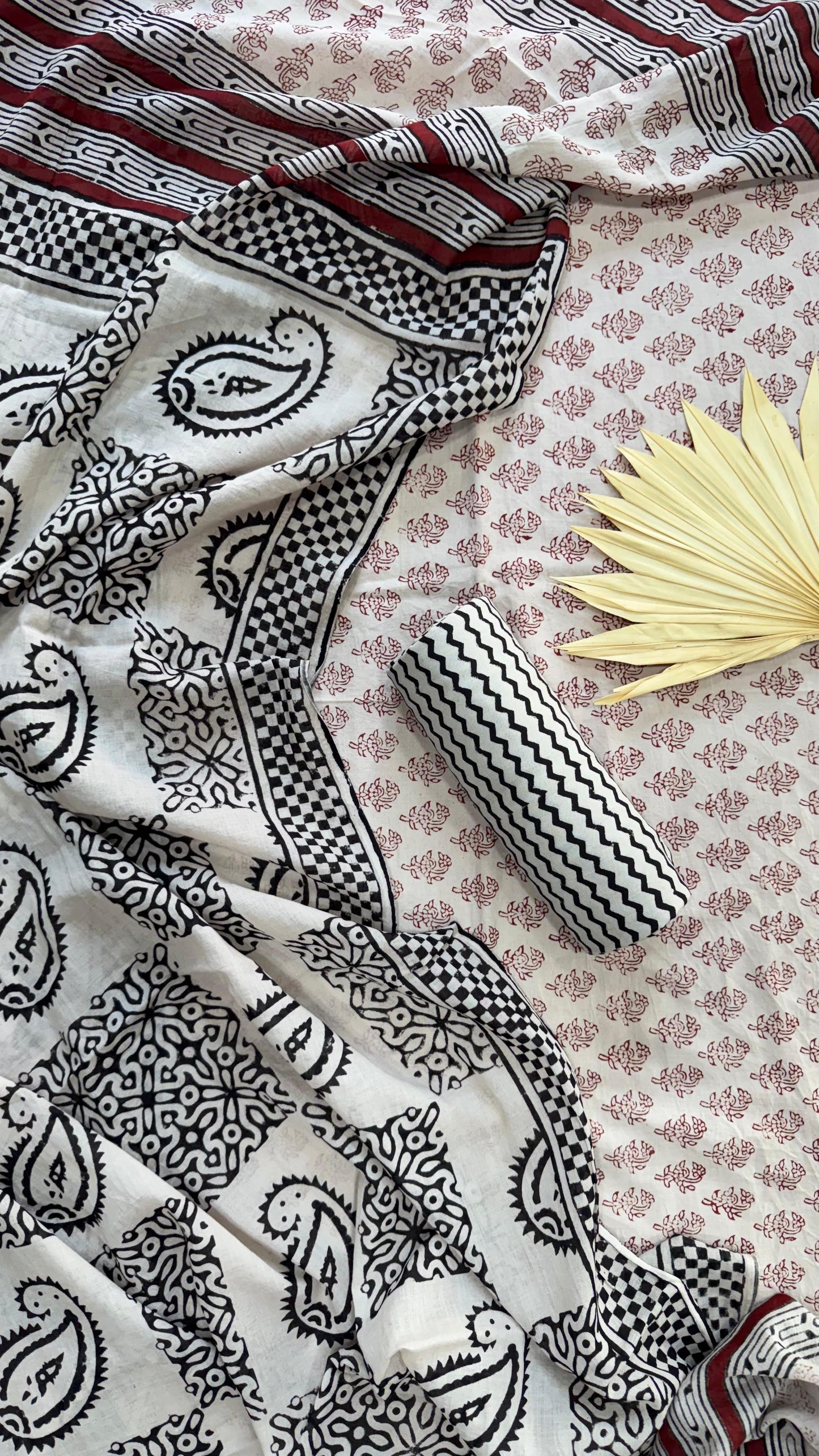 Soft Block Printed Mulmul Cotton Salwar Suit with Dupatta (BEIGE & PINK)