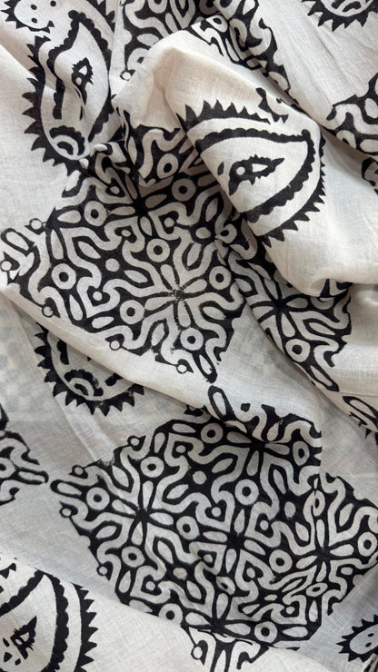 Soft Block Printed Mulmul Cotton Salwar Suit with Dupatta (BEIGE & PINK)