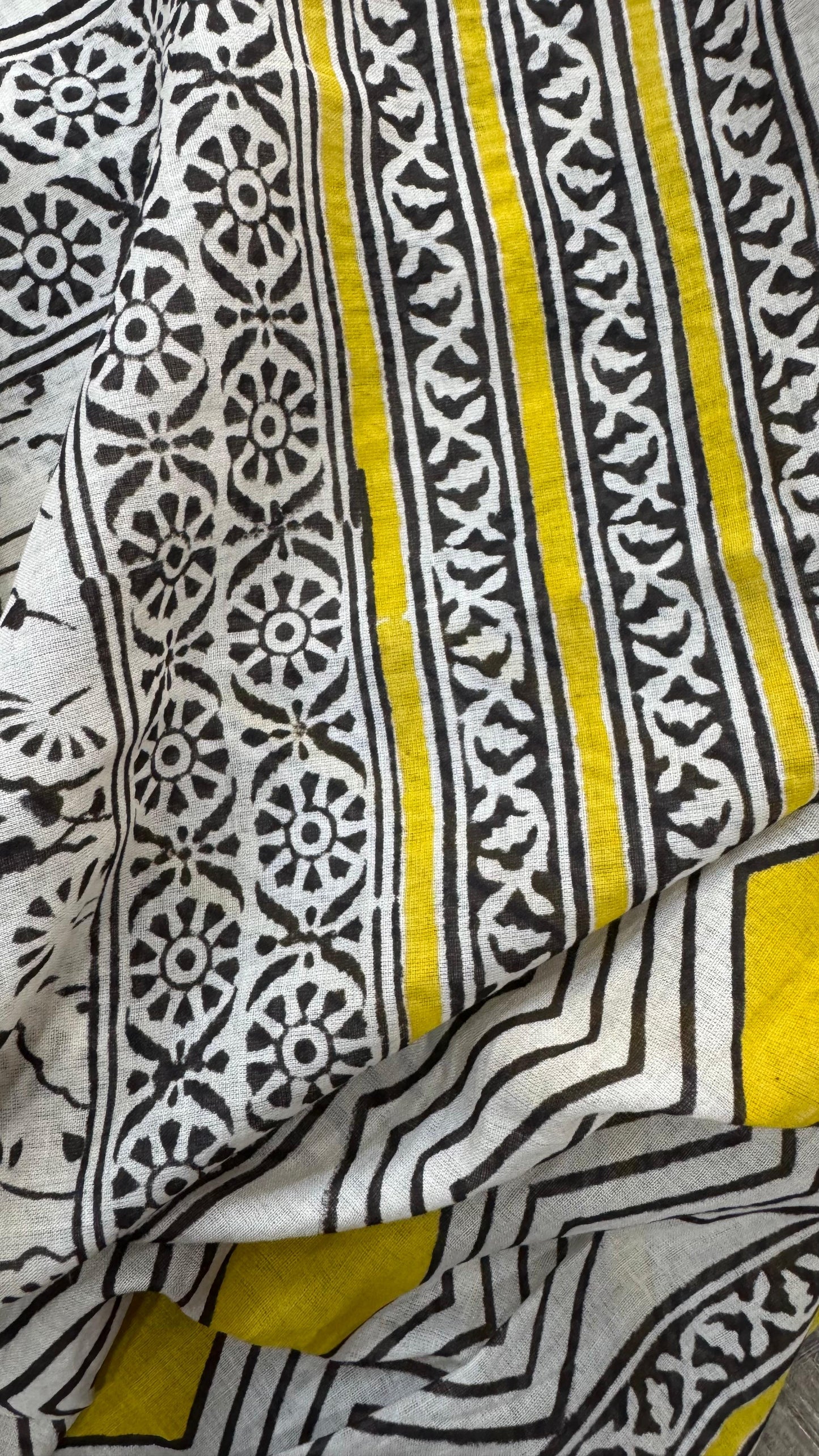 Soft Block Printed Mulmul Cotton Salwar Suit with Dupatta (BEIGE & BLACK)