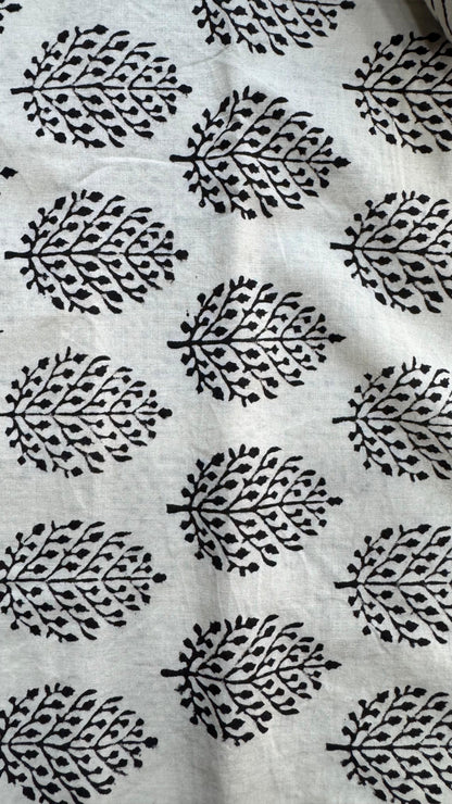 Soft Block Printed Mulmul Cotton Salwar Suit with Dupatta (BEIGE & BLACK)