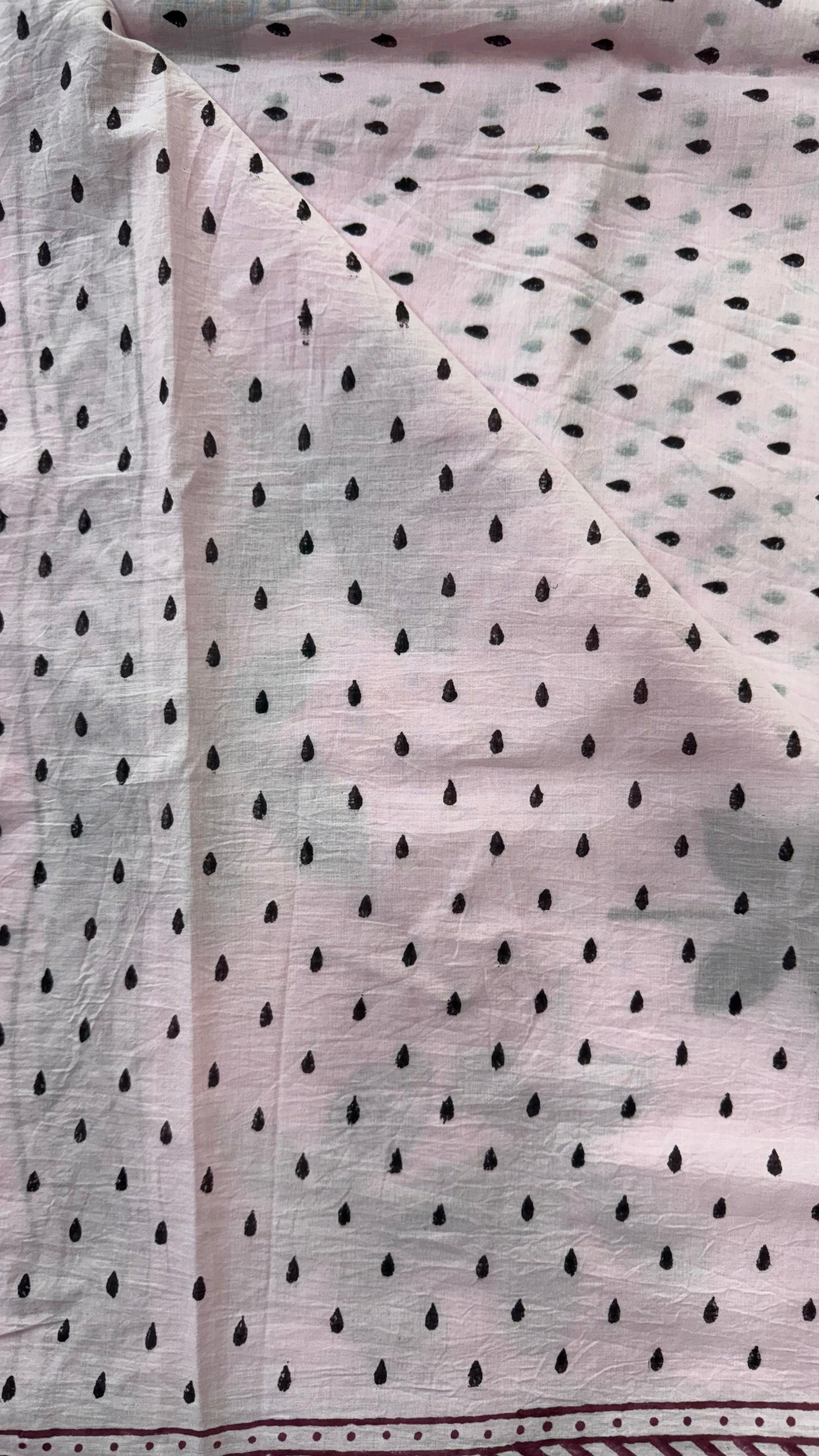 Soft Block Printed  Mulmul Cotton Saree (PINK)