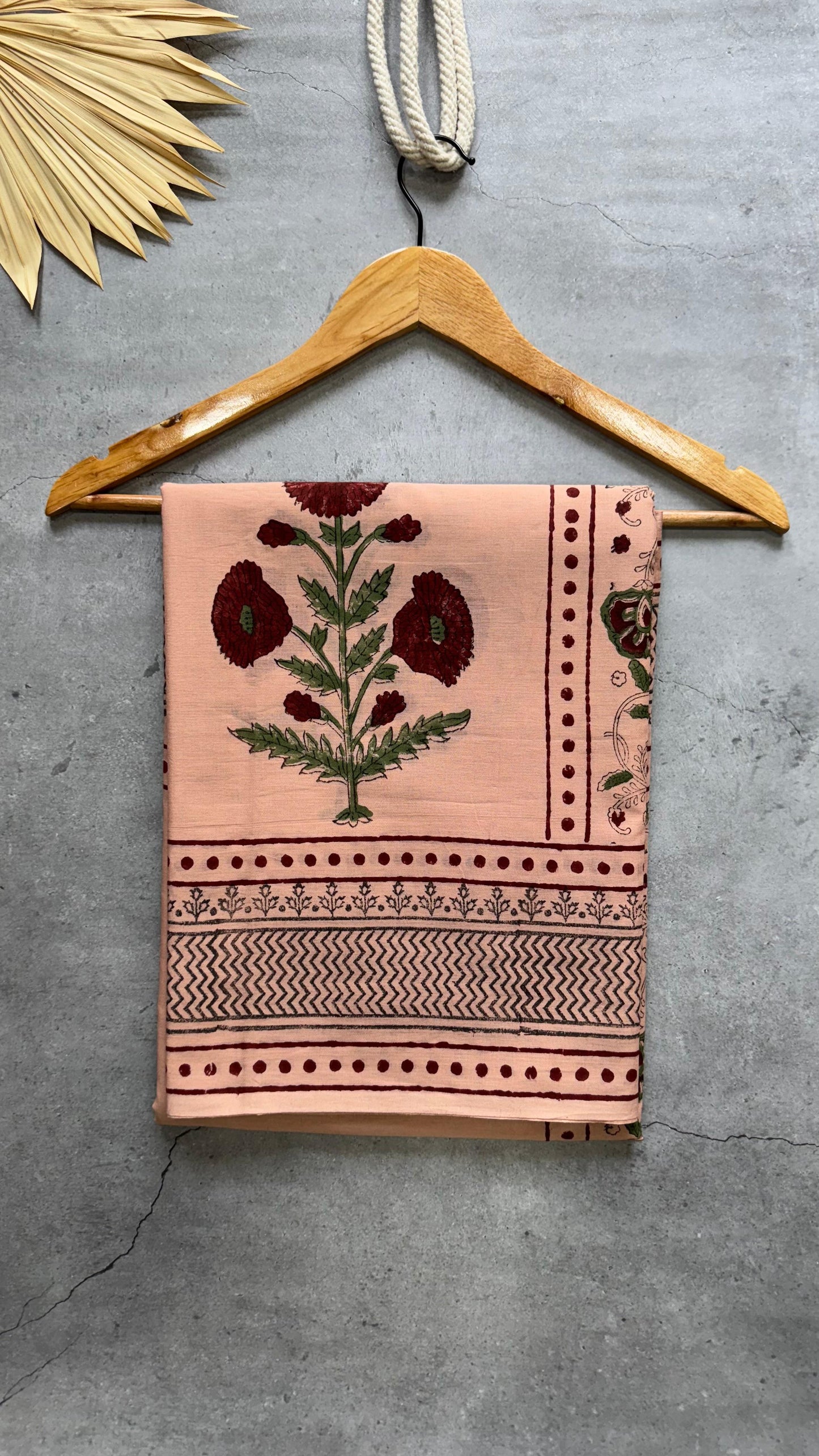 Soft Block Printed  Mulmul Cotton Saree (WARM PINK)