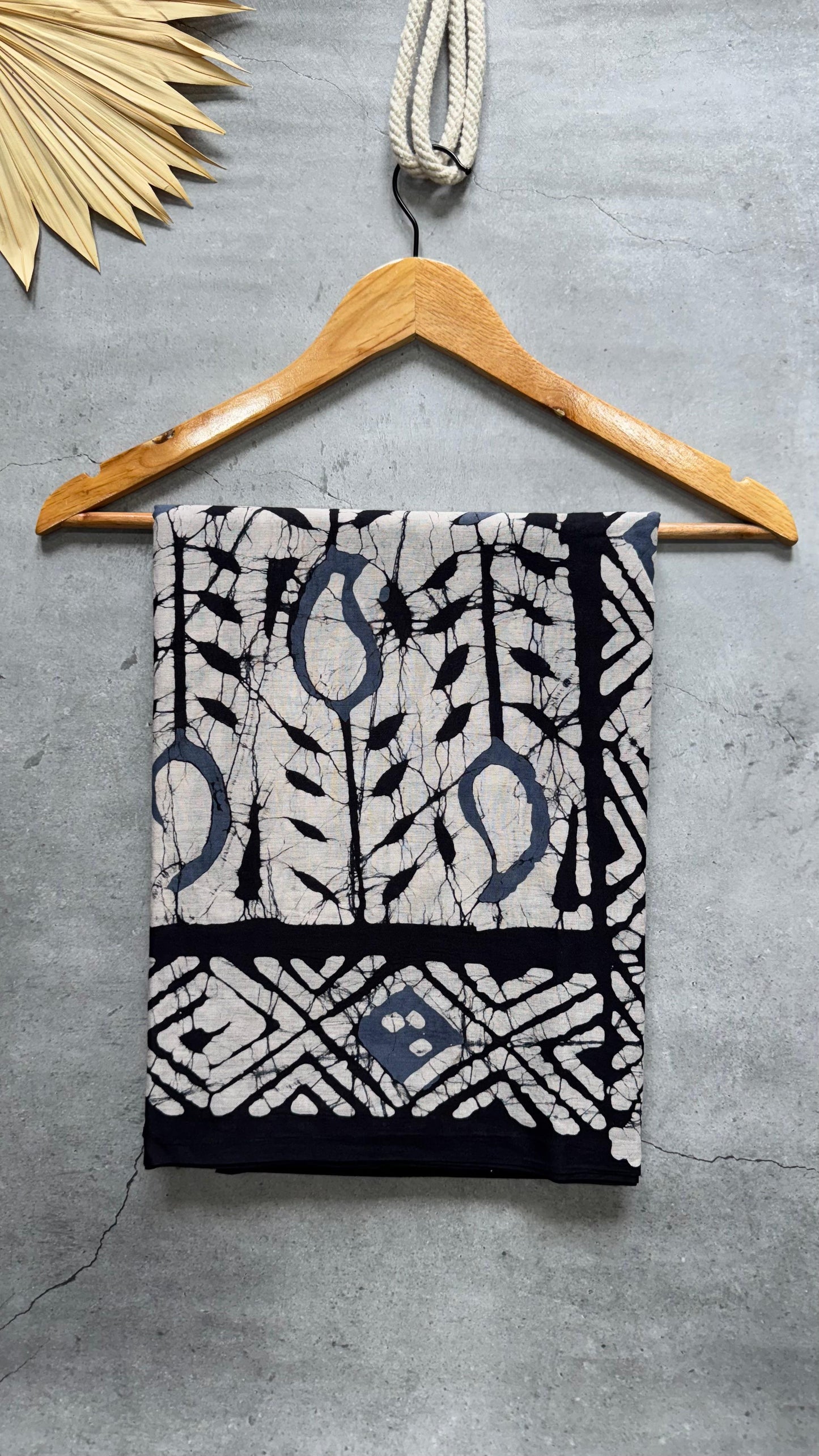 Soft Block Printed  Mulmul Cotton Saree (OFF-WHITE & BLACK)