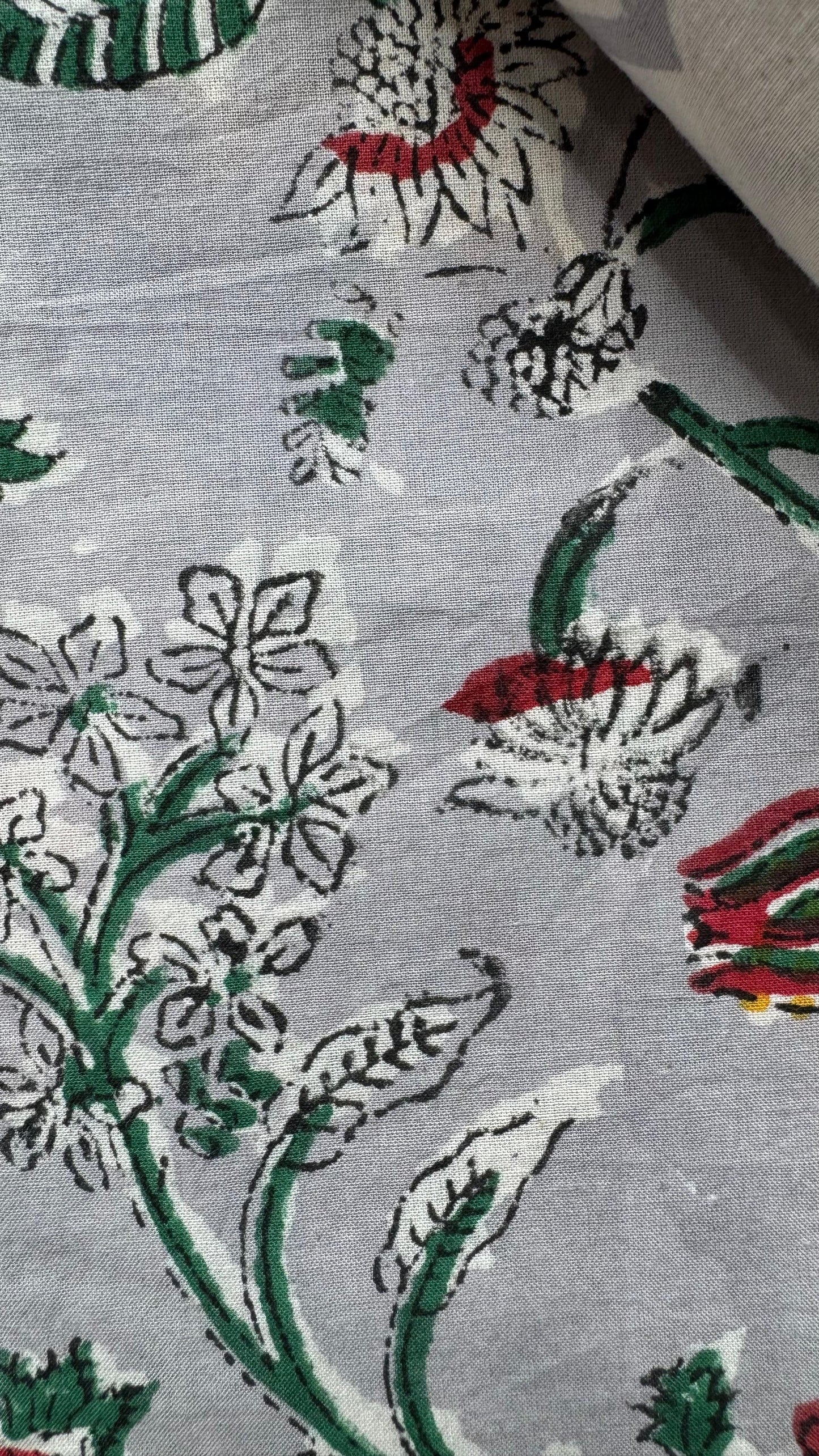 Soft Block Printed Mulmul Cotton Salwar Suit with Dupatta (GREY MULTICLOUR)