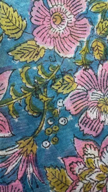 Maheshwari Silk Cotton Salwar Suit (AQUA BLUE & PINK)