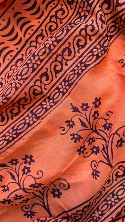 Bagh Print Cotton Salwar Suit with Mul Dupatta (DARK PEACH)