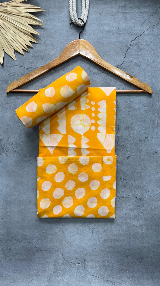 Soft Block Printed Cotton Salwar Suit with Mul Dupatta (VIBRANT YELLOW)