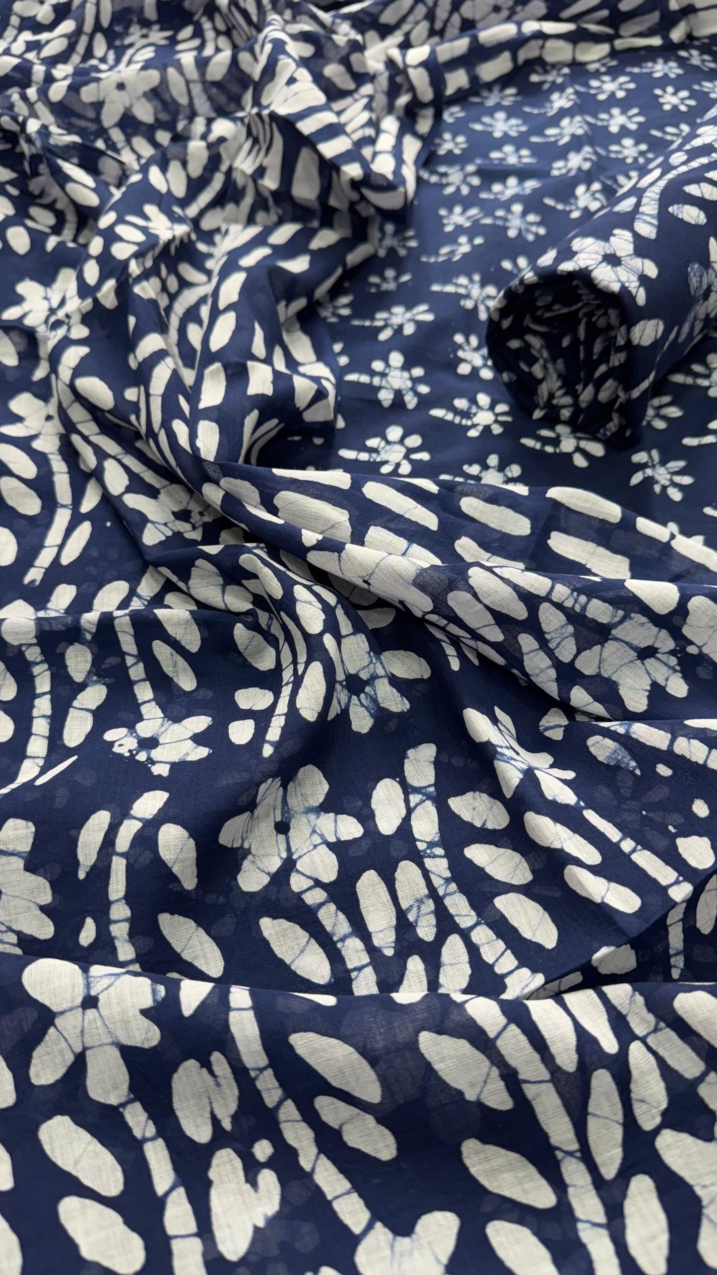 Soft Block Printed Cotton Salwar Suit with Mul Dupatta (DARK BLUE)