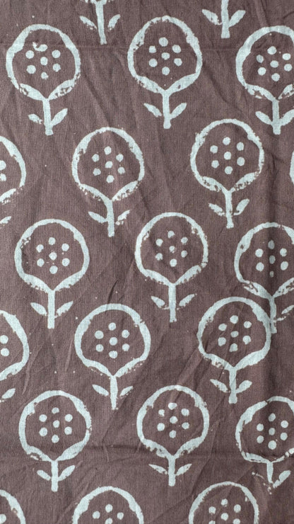 Soft Block Printed Cotton Salwar Suit with Mul Dupatta (MUSHROOM BROWN)