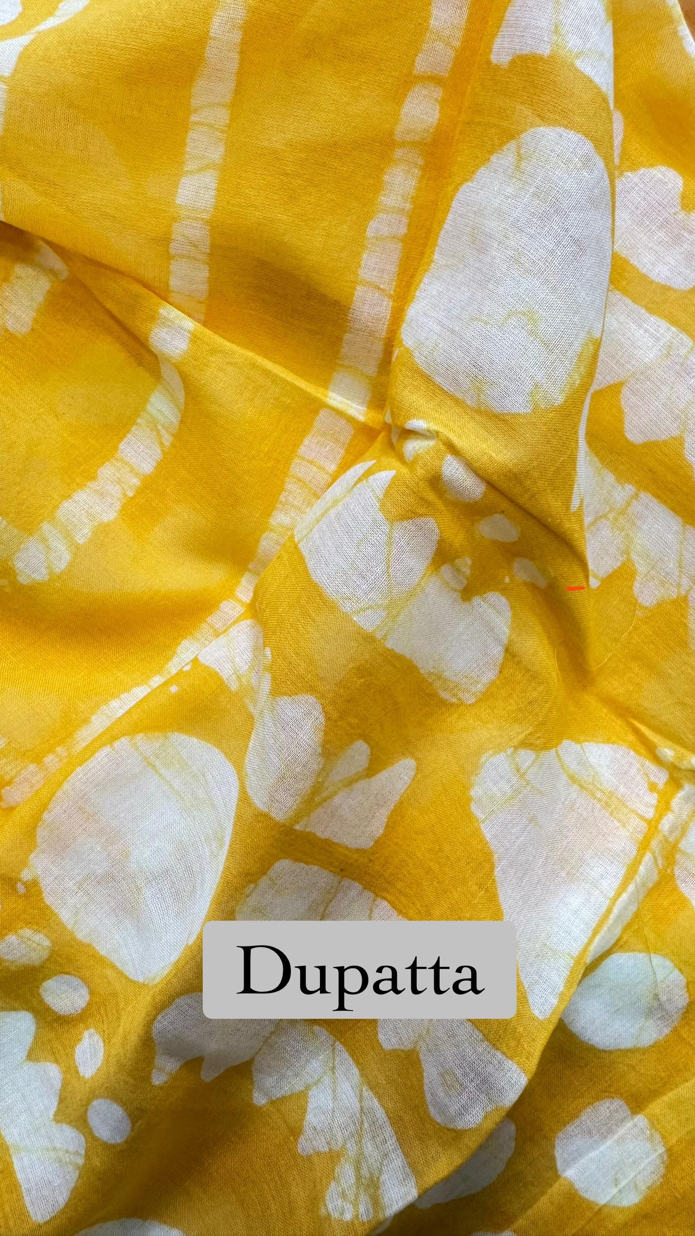 Soft Block Printed Cotton Salwar Suit with Mul Dupatta (VIBRANT YELLOW)
