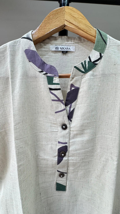 Premium Khadi Cotton Kurti with U-shaped Hem (OFF WHITE)