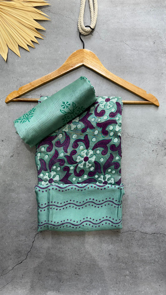 Maheshwari Silk Cotton Salwar Suit (PASTEL GREEN)