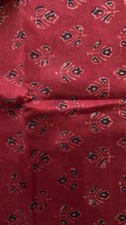 Maheshwari Silk Cotton Salwar Suit (RED & BLACK)