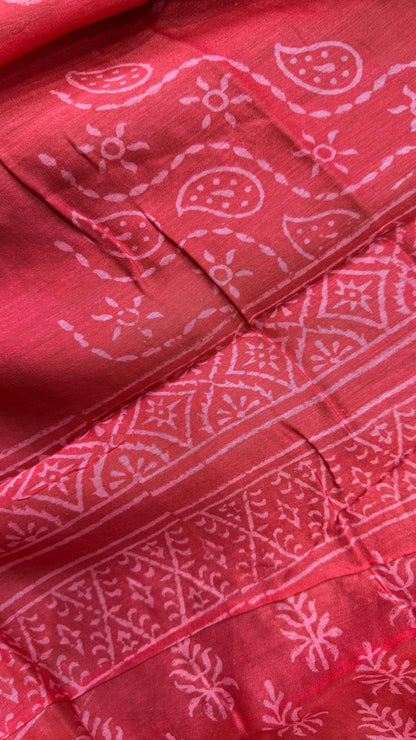Maheshwari Silk Cotton Salwar Suit (BLACK & RED)