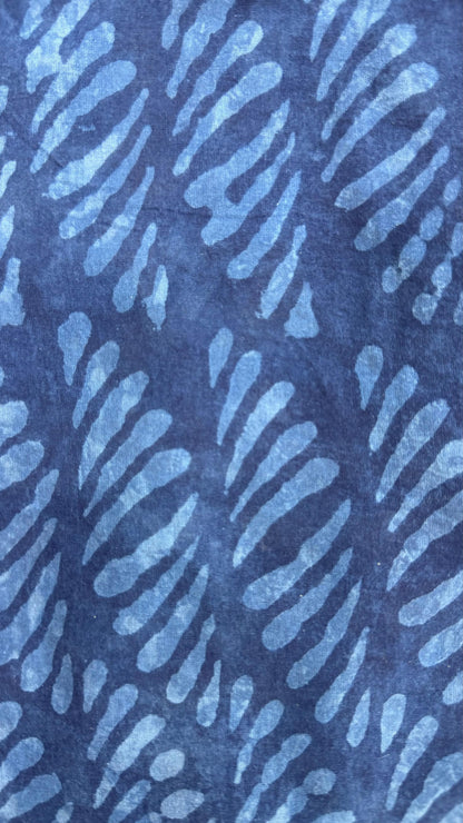Soft Block Printed  Mulmul Cotton Saree (INDIGO)
