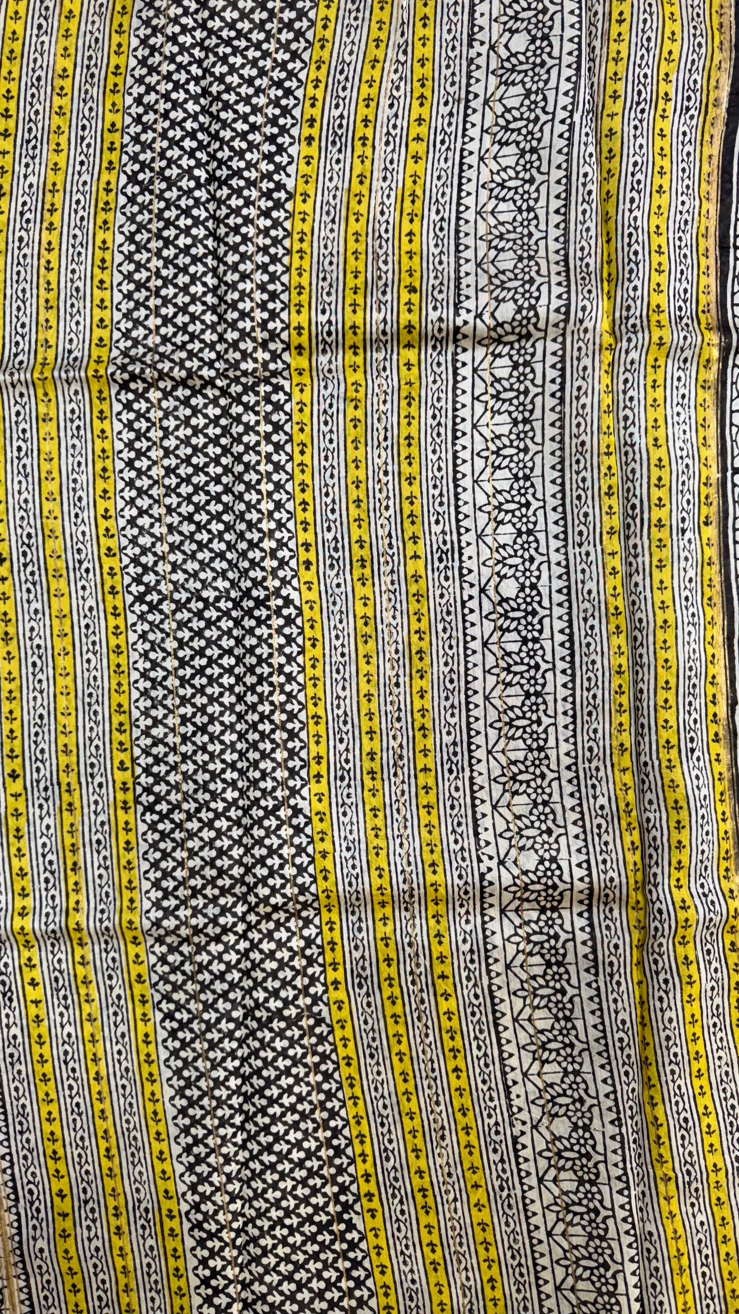 Handblock Printed Chanderi Silk Cotton Saree (YELLOW & CREAM)