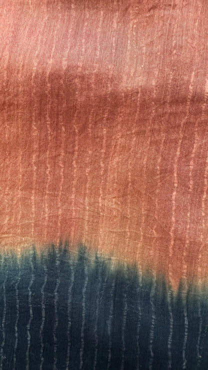 Handblock Printed Chanderi Silk Cotton Saree (RUSTIC ORANGE)