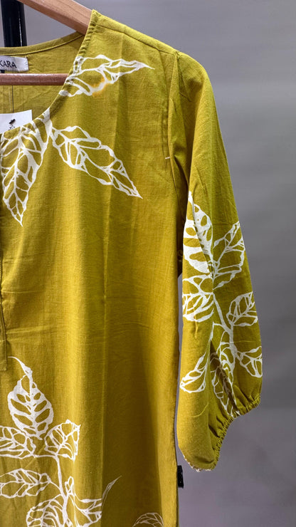 Soft Cotton Floral Printed Kurti (GREEN)