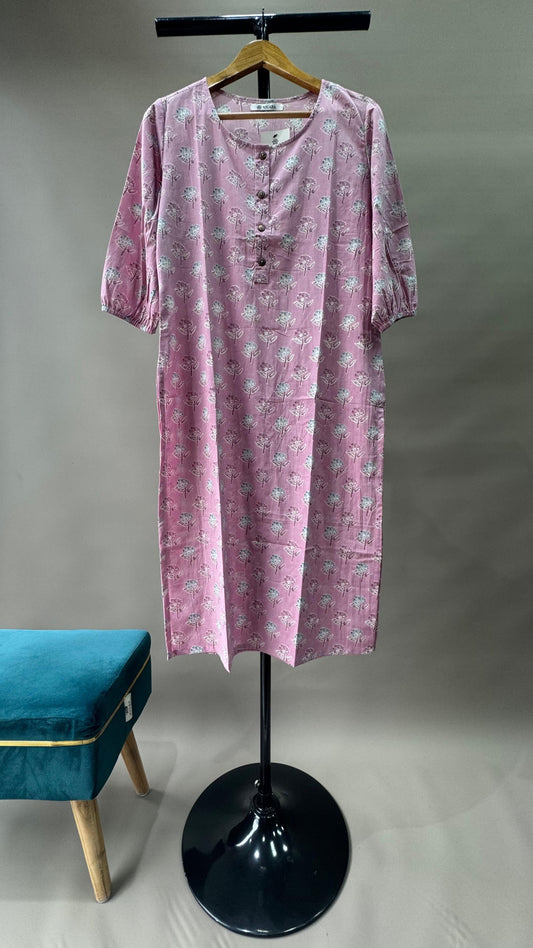 Soft Cotton Floral Printed Kurti (PINK)