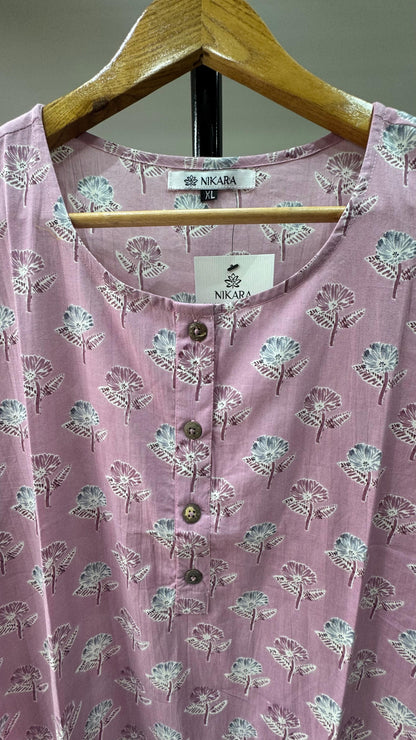 Soft Cotton Floral Printed Kurti (PINK)