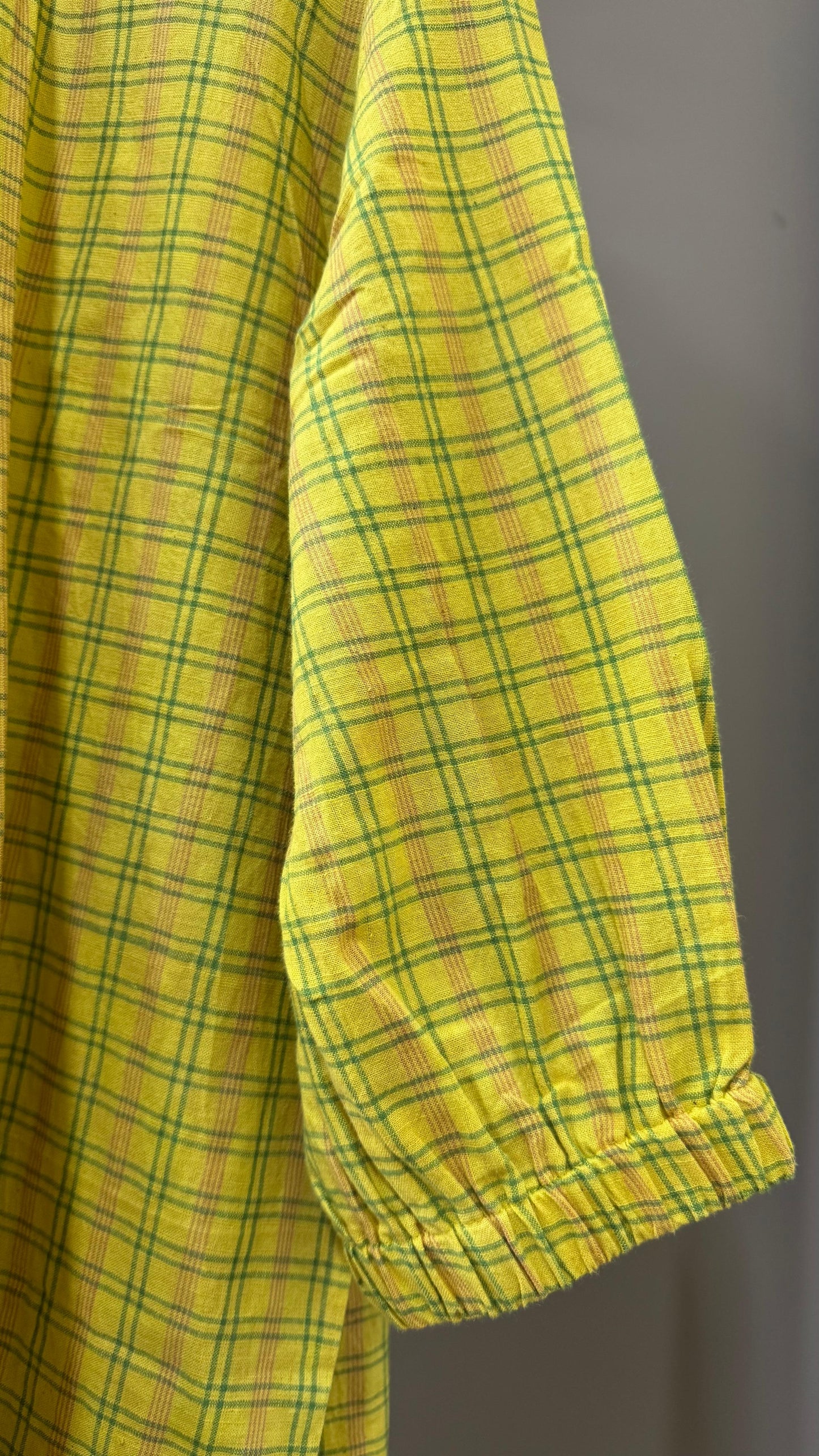 Handwoven Cotton Check Shirt for Women (EARTHY YELLOW)