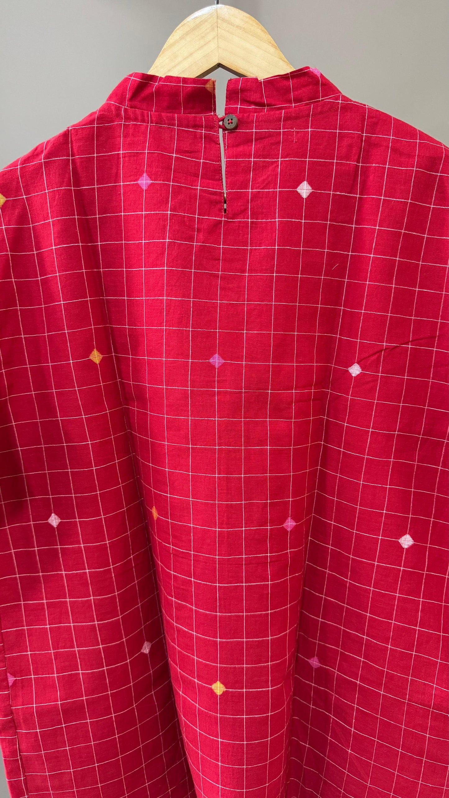 Handspun Cotton Jamdani Tunic (ELECTRIC RED)
