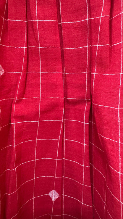 Handspun Cotton Jamdani Tunic (ELECTRIC RED)