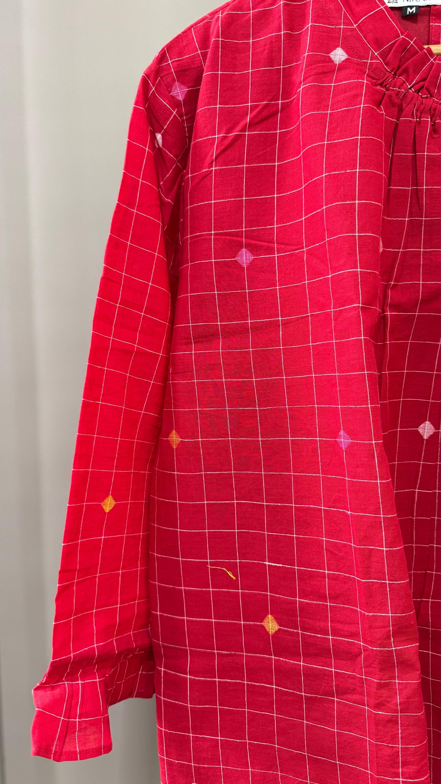 Handspun Cotton Jamdani Tunic (ELECTRIC RED)