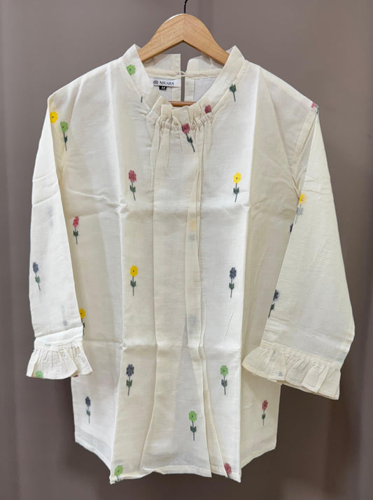 Handspun Cotton Jamdani Tunic (OFF WHITE)