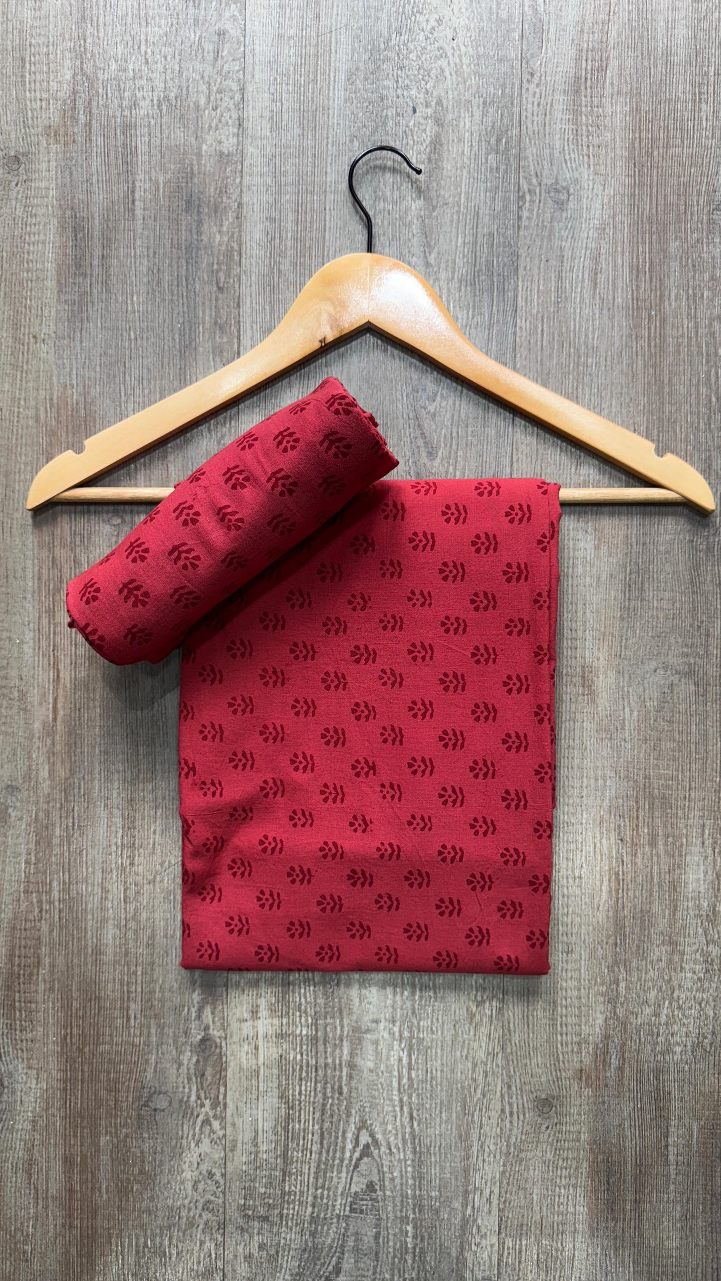 Bagh Print Cotton Salwar Suit with Mul Dupatta (BEETROOT RED)