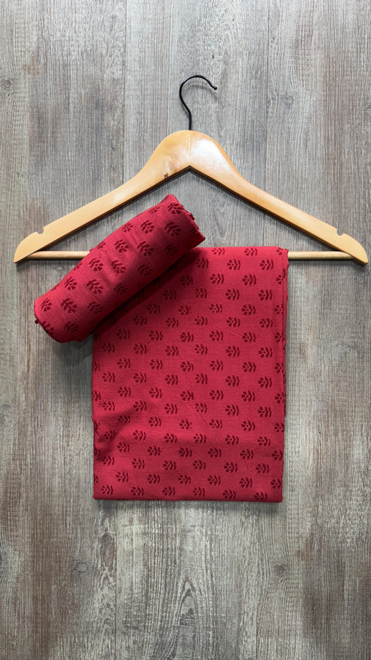 Bagh Print Cotton Salwar Suit with Mul Dupatta (BEETROOT RED)