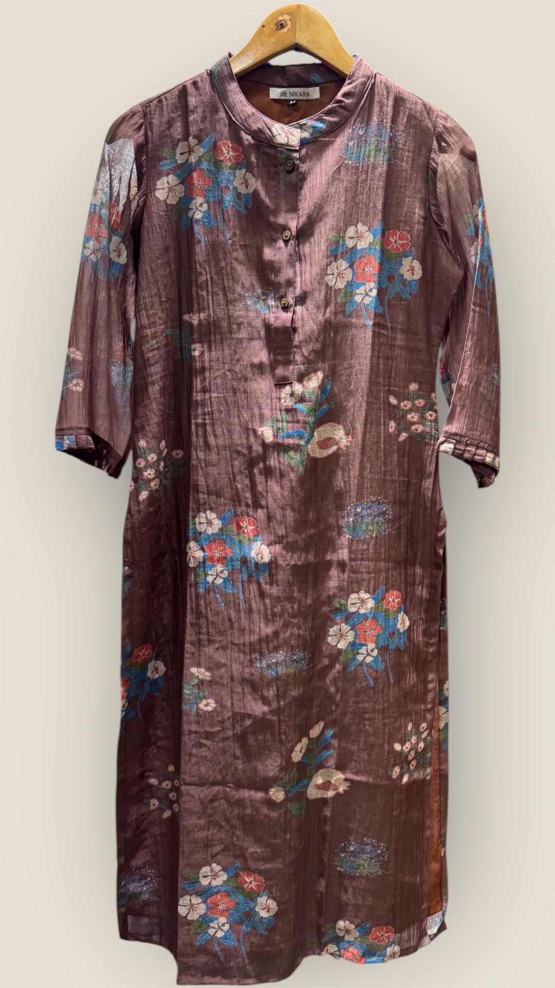 Mul Chanderi Kurti (COFFEE BROWN)