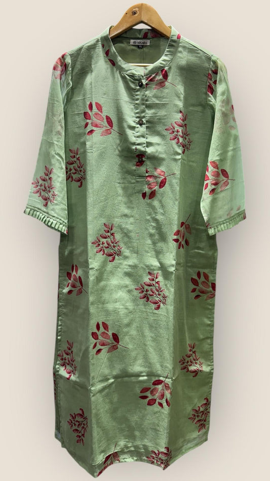 Mul Chanderi Kurti (PISTACHIO GREEN)