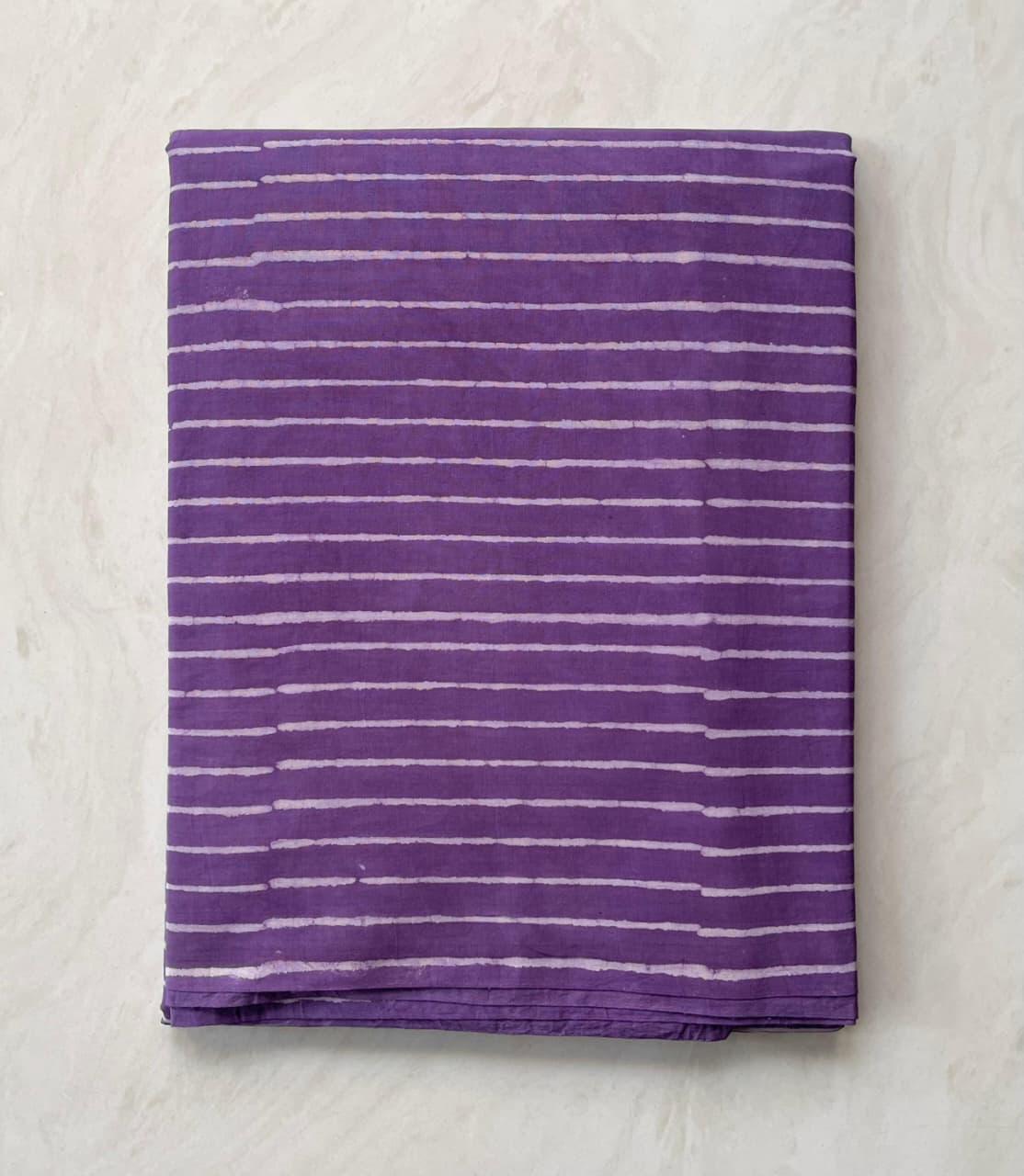 Soft Block Printed  Mulmul Cotton Saree (PURPLE)
