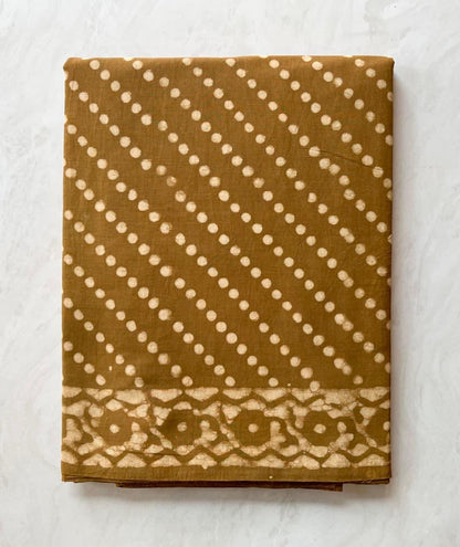 Soft Block Printed  Mulmul Cotton Saree (BROWN)