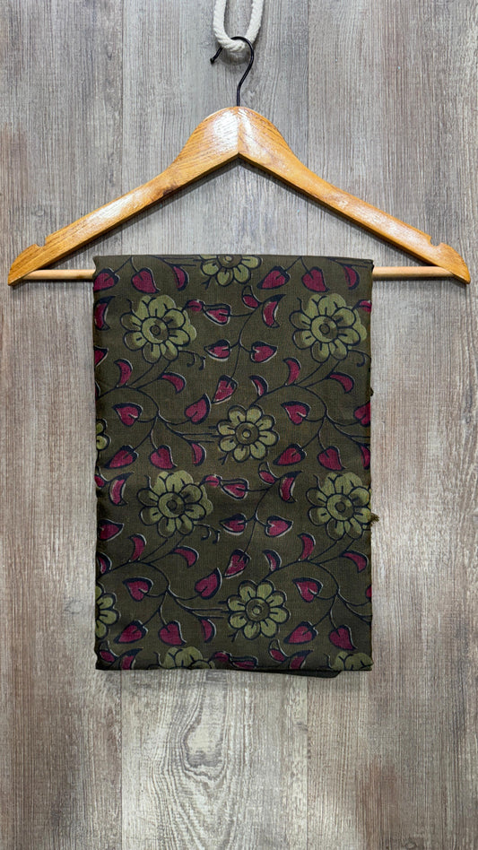 Soft Chanderi Cotton Printed Saree (BOTTLE GREEN)